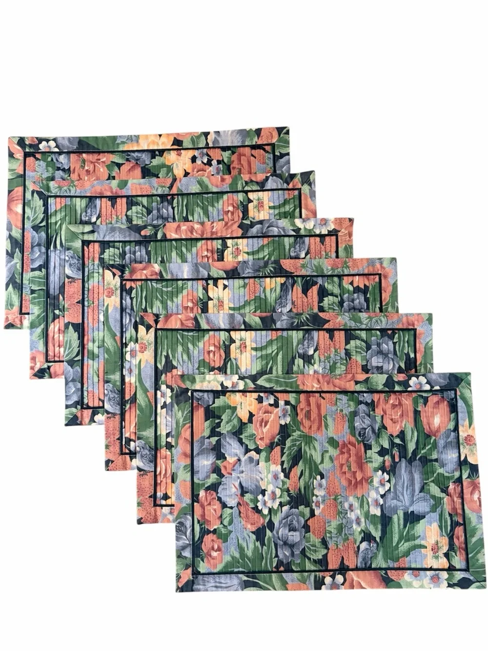 Vintage Floral Placemats - Blue, Rose, Green